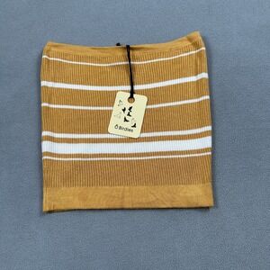 NWT 8 Birdies Tube Top Womens L Ribbed Knit Striped Gold White Casual Australia